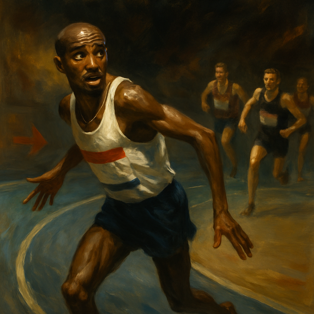 Mo Farah Wrong Turn Indoor Race — SportsMistakes artwork
