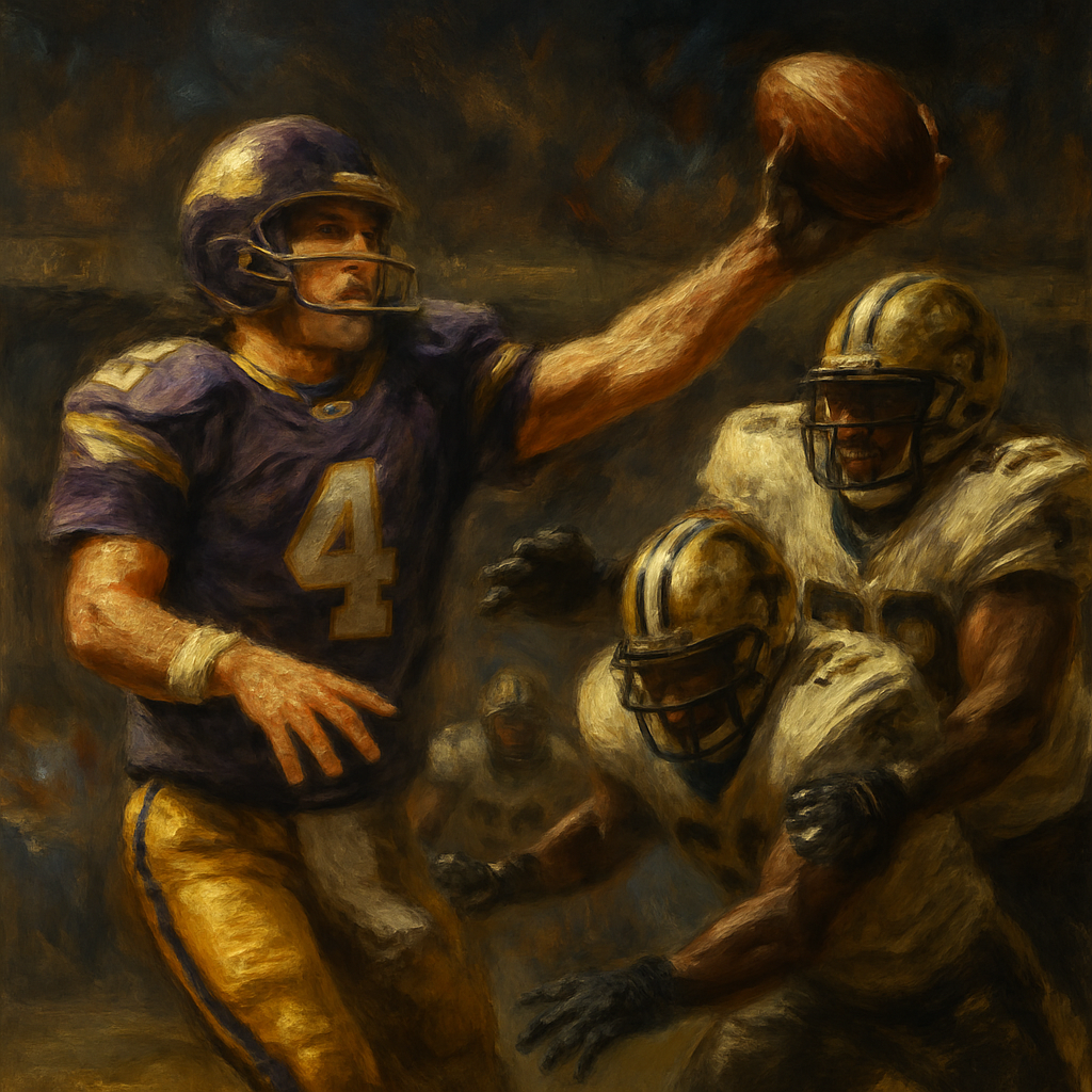 L’interception de Brett Favre en traversant le terrain — SportsMistakes artwork