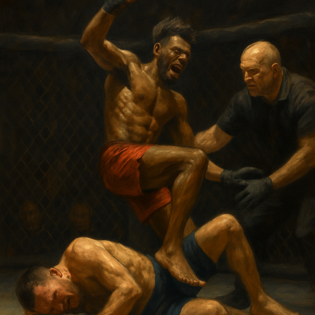 Aljamain Sterling Illegal Knee Victory — SportsMistakes artwork