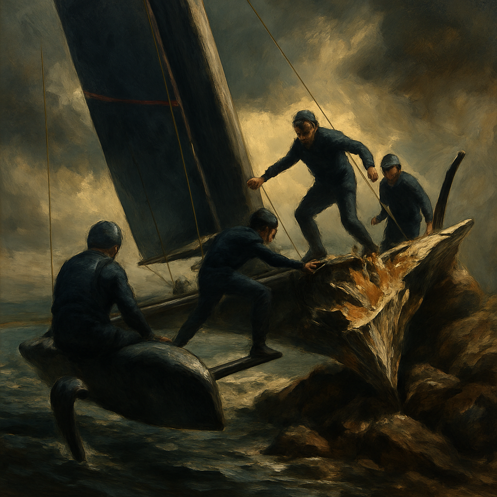 SailGP New Zealand Shore Collision — SportsMistakes artwork