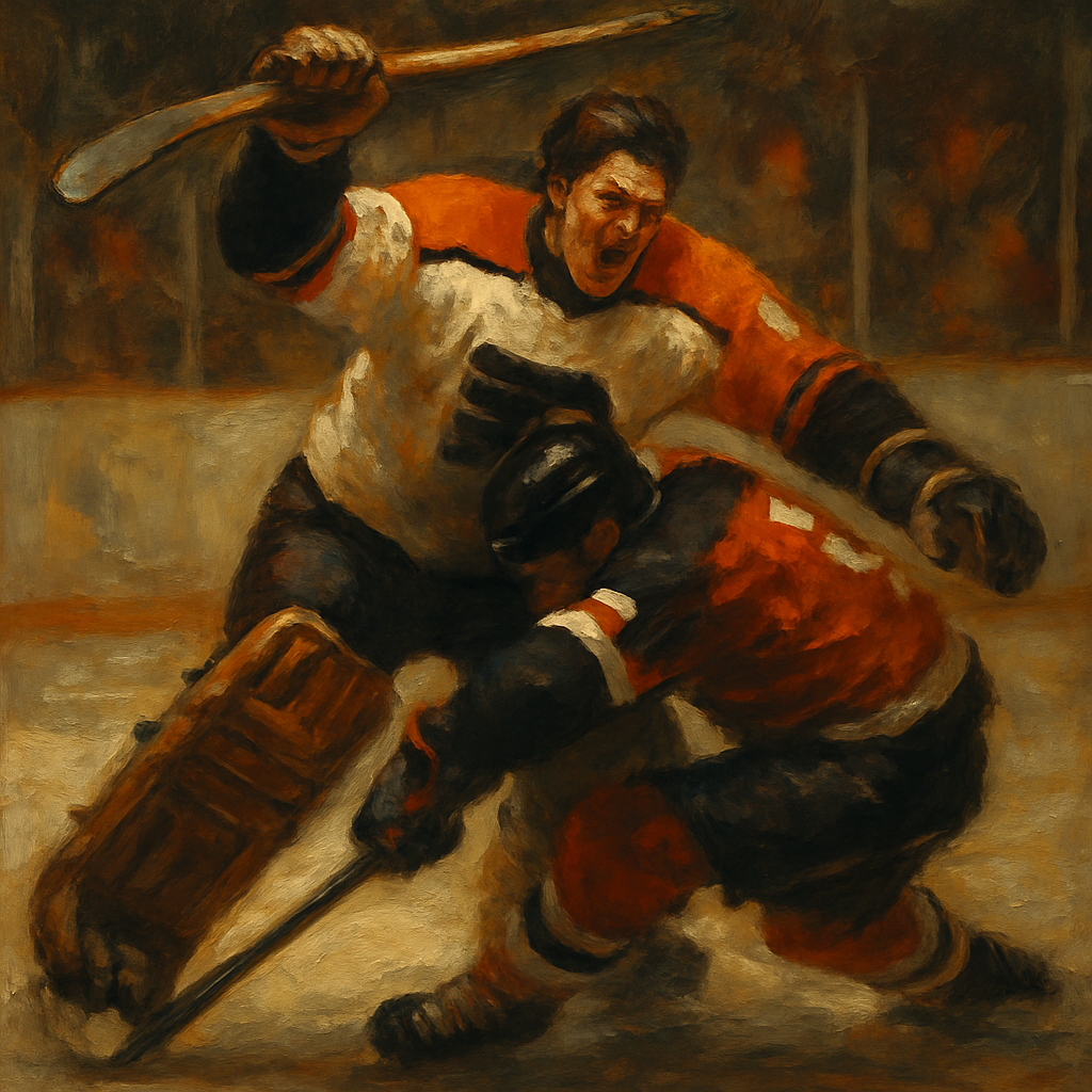 Ron Hextall charge Chris Chelios — SportsMistakes artwork