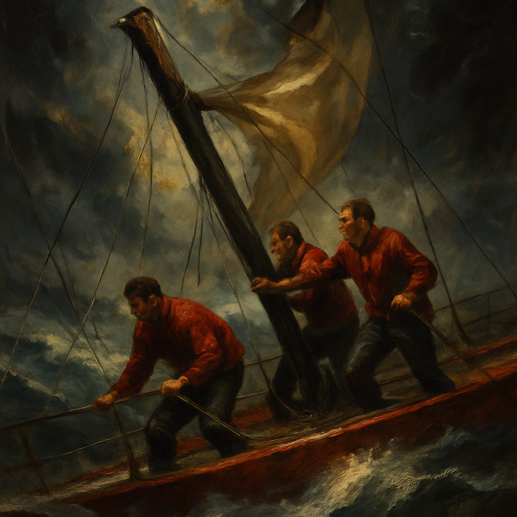 Bris du mât de Dongfeng dans l’océan Austral — SportsMistakes artwork