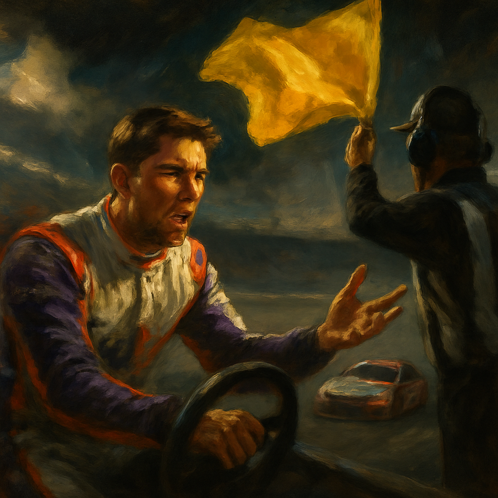 Denny Hamlin robbed of win at NASCAR Advent Health 400 — SportsMistakes artwork